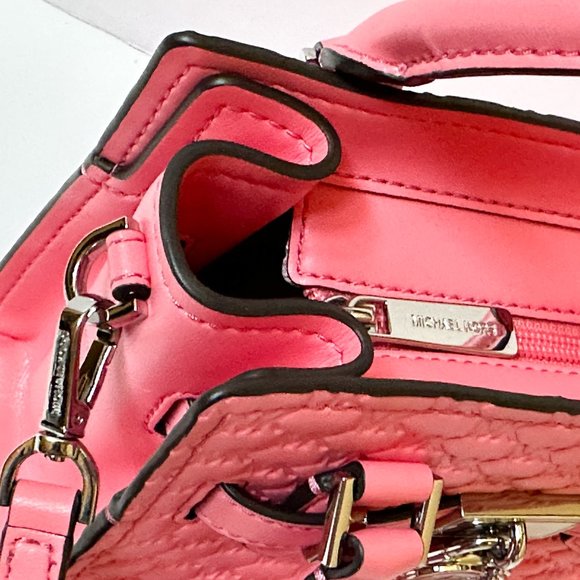 Michael Kors Hamilton MINI Satchel Shoulder Crossbody Bag Embossed MK Tea Rose - Picture 9 of 13